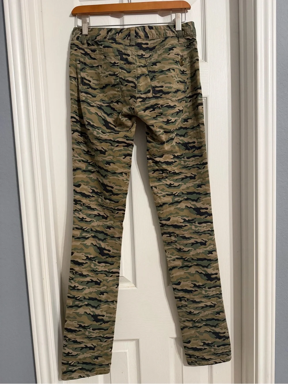Tory Burch Skinny Camo Jeans in Olive and Black